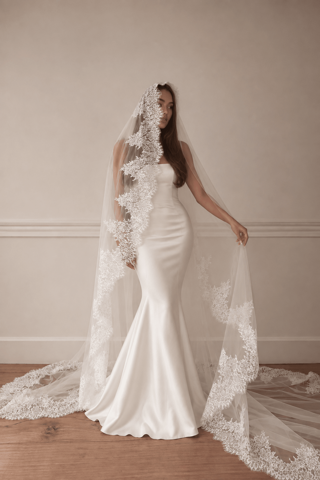 Claire — Floral Lace Wedding Veil